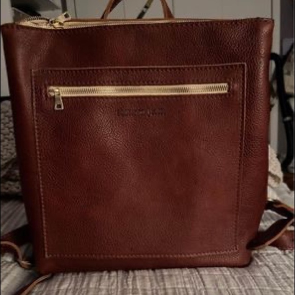 Portland leather Nutmeg Tote Backpack